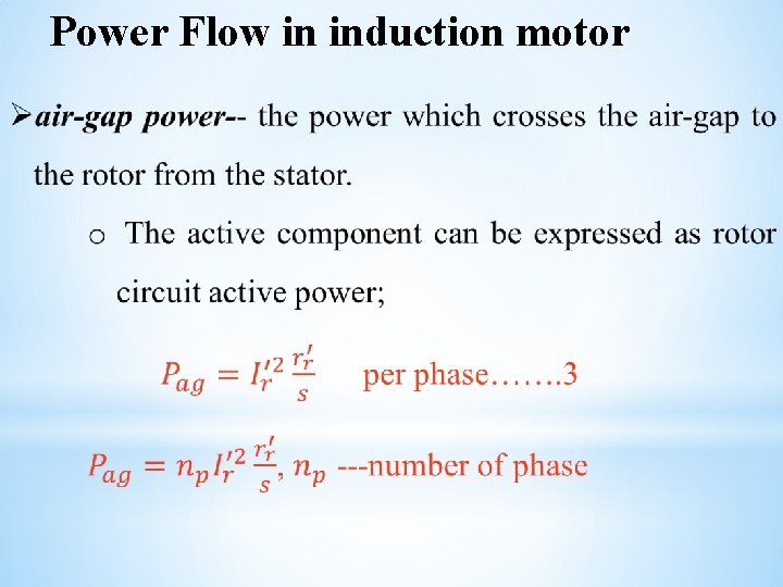Power Flow in induction motor 