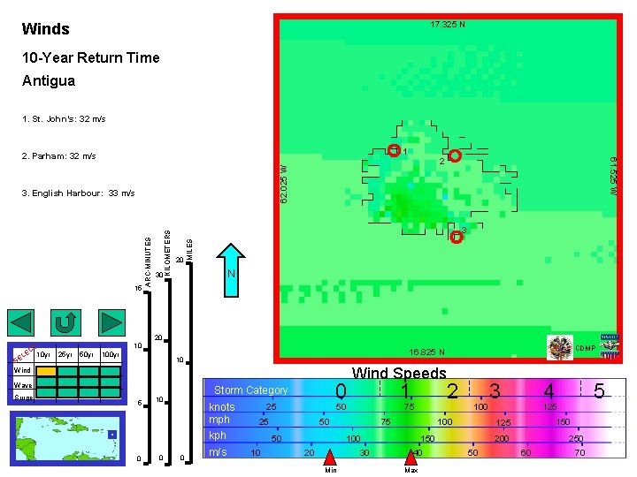 17. 325 N Winds 10 -Year Return Time Antigua 1. St. John’s: 32 m/s