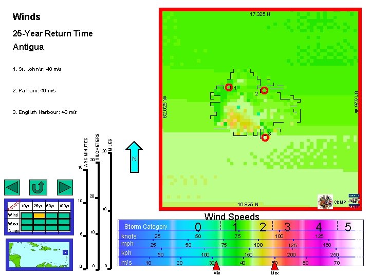 17. 325 N Winds 25 -Year Return Time Antigua 1. St. John’s: 40 m/s