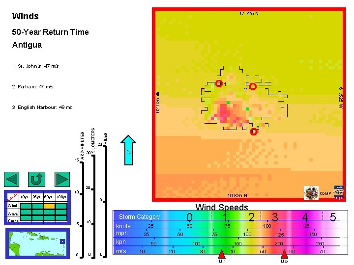 17. 325 N Winds 50 -Year Return Time Antigua 1. St. John’s: 47 m/s