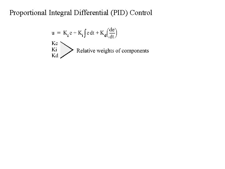 Proportional Integral Differential (PID) Control Proportional Integral Differential (PID) Control
