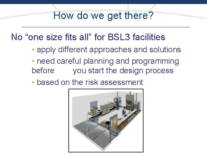 How do we get there? No “one size fits all” for BSL 3 facilities
