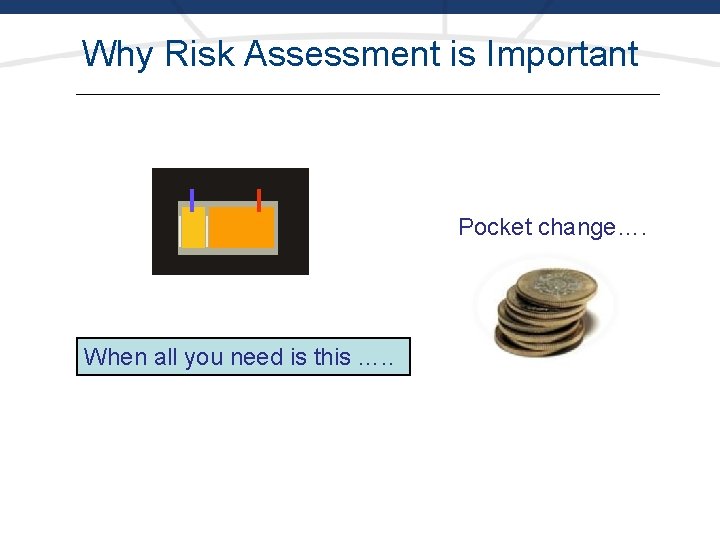 Why Risk Assessment is Important Pocket change…. When all you need is this ….