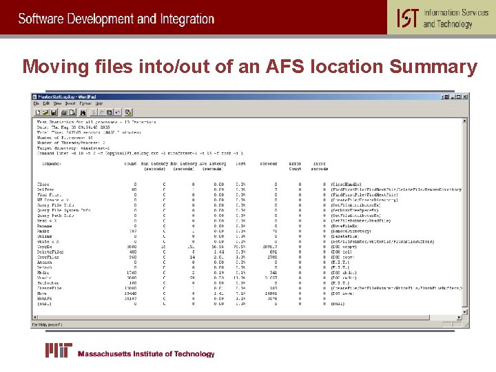 Moving files into/out of an AFS location Summary 