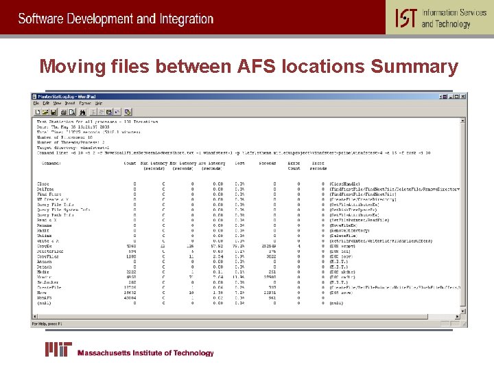Moving files between AFS locations Summary 