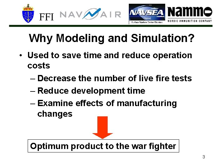 Why Modeling and Simulation? • Used to save time and reduce operation costs –