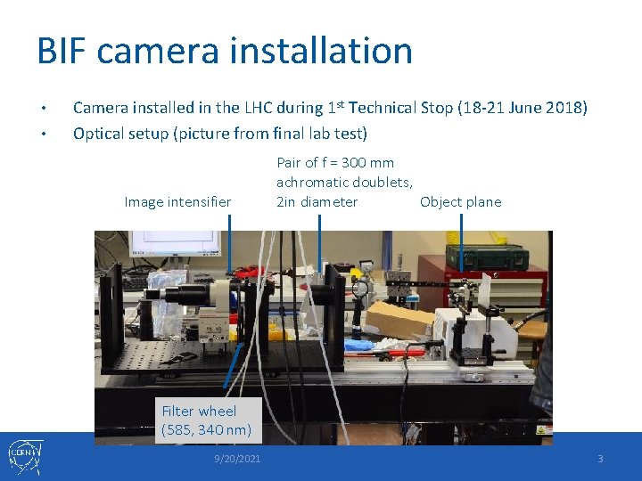 BIF camera installation • • Camera installed in the LHC during 1 st Technical