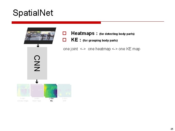 Spatial. Net o Heatmaps：(for detecting body parts) o KE：(for grouping body parts) one joint