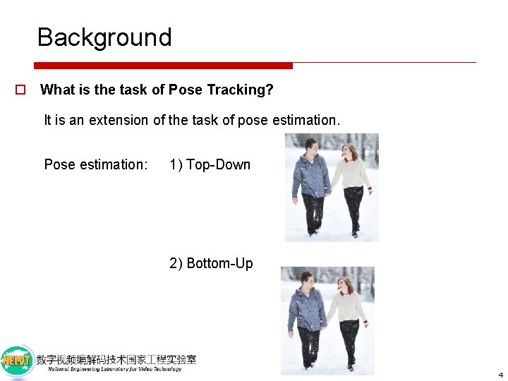 Background o What is the task of Pose Tracking? It is an extension of