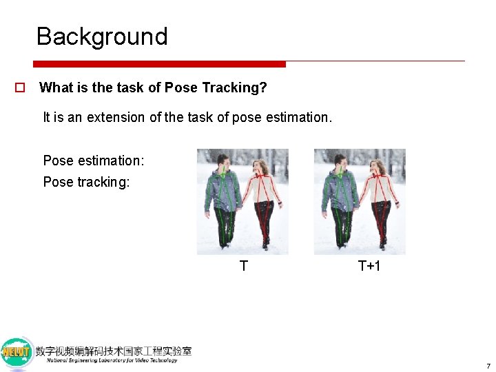 Background o What is the task of Pose Tracking? It is an extension of