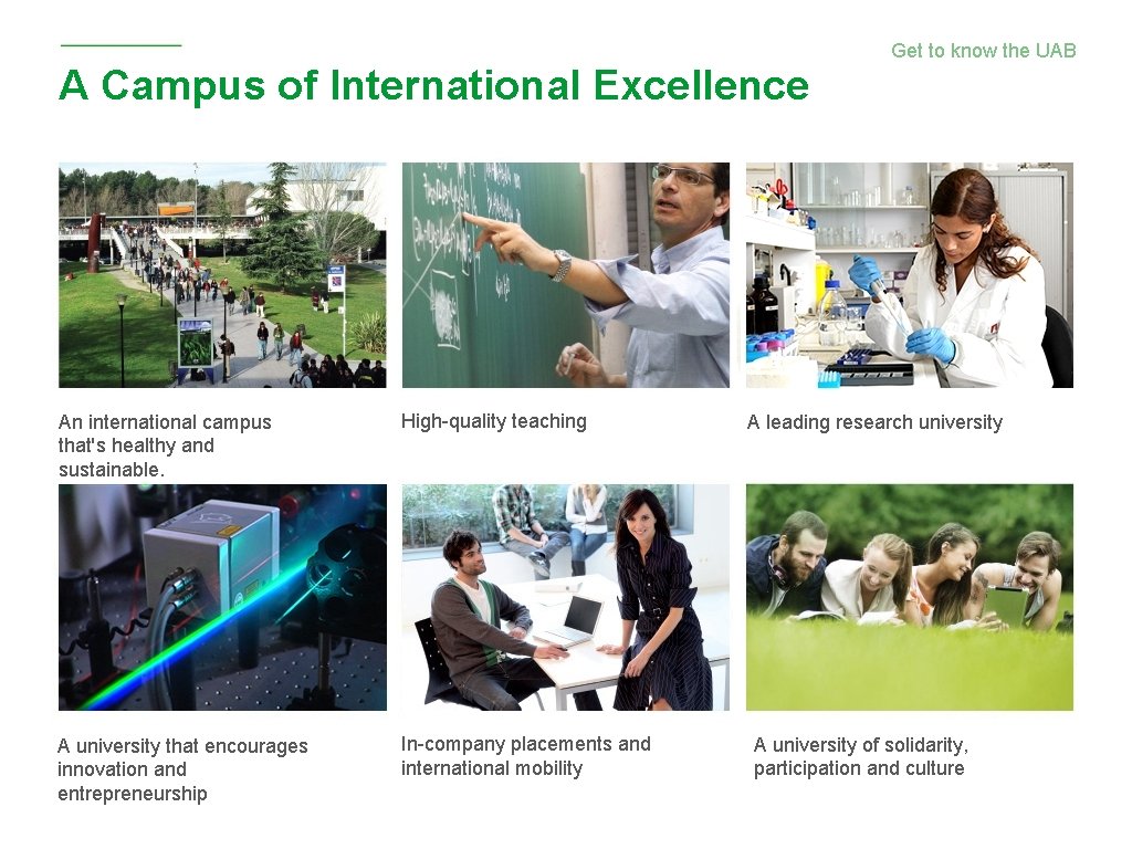 A Campus of International Excellence Get to know the UAB v An international campus