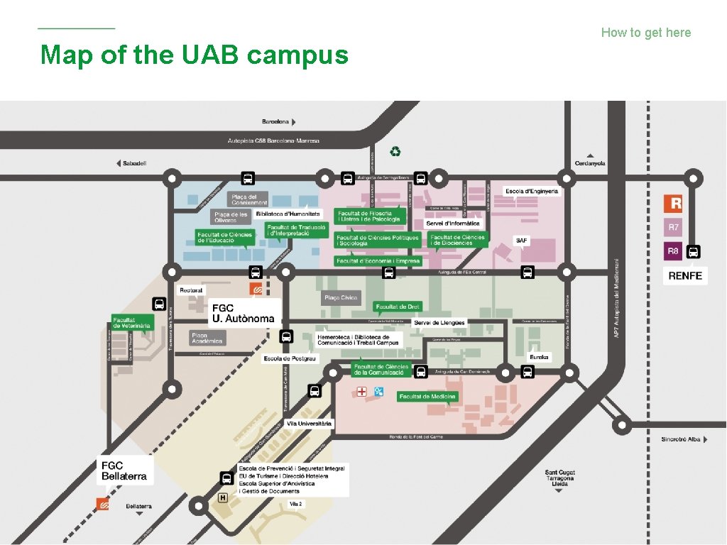 Map of the UAB campus How to get here 