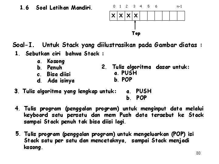 1. 6 Soal Latihan Mandiri. 0 1 2 3 4 5 6 n-1 X