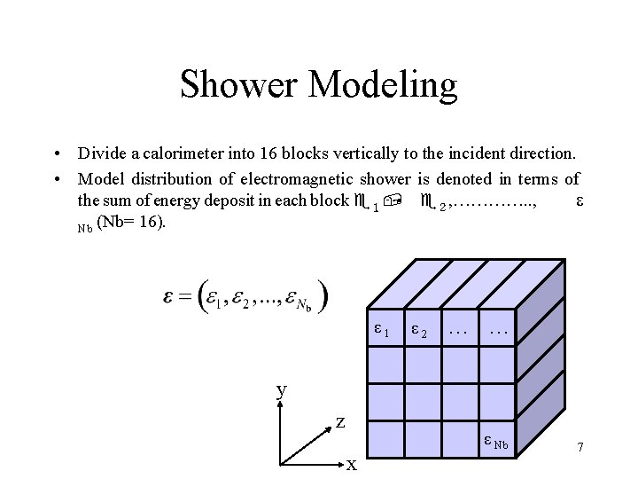 Shower Modeling • Divide a calorimeter into 16 blocks vertically to the incident direction.