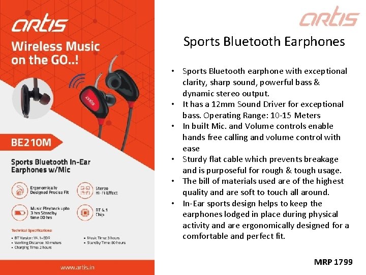 Sports Bluetooth Earphones • Sports Bluetooth earphone with exceptional clarity, sharp sound, powerful bass