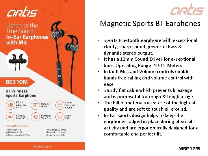 Magnetic Sports BT Earphones • Sports Bluetooth earphone with exceptional clarity, sharp sound, powerful