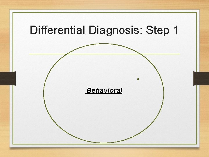Differential Diagnosis: Step 1 Behavioral 