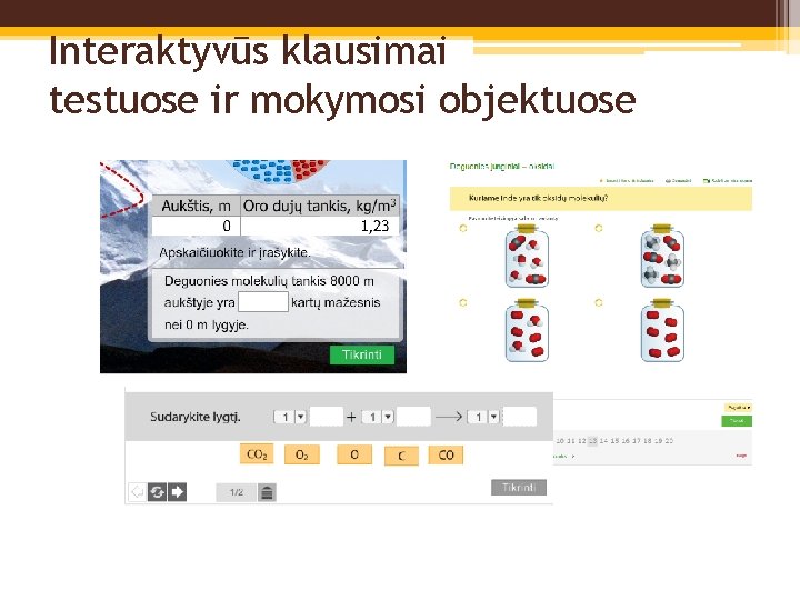 Interaktyvūs klausimai testuose ir mokymosi objektuose 