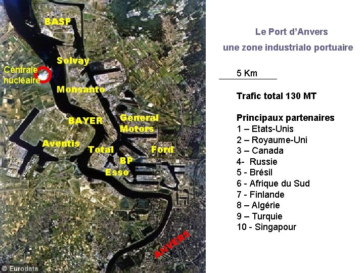 BASF Le Port d’Anvers une zone industrialo portuaire Centrale nucléaire Solvay 5 Km Monsanto