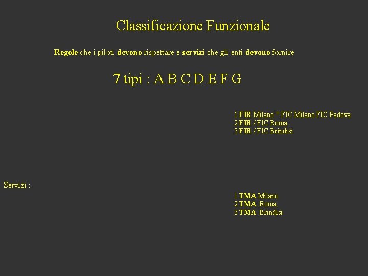 Classificazione Funzionale Regole che i piloti devono rispettare e servizi che gli enti devono