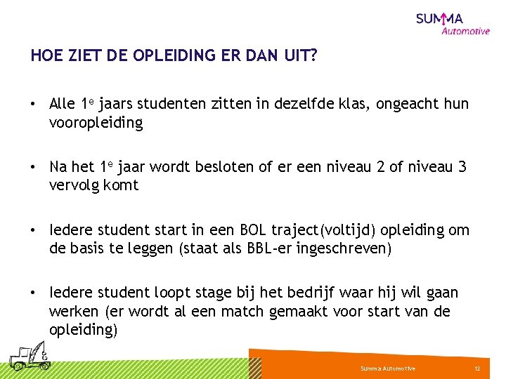 HOE ZIET DE OPLEIDING ER DAN UIT? • Alle 1 e jaars studenten zitten