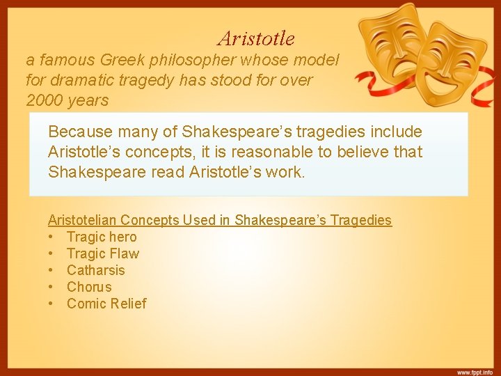 Aristotle a famous Greek philosopher whose model for dramatic tragedy has stood for over