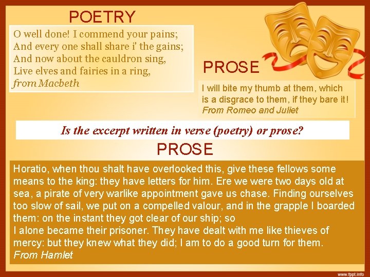 POETRY O well done! I commend your pains; And every one shall share i'