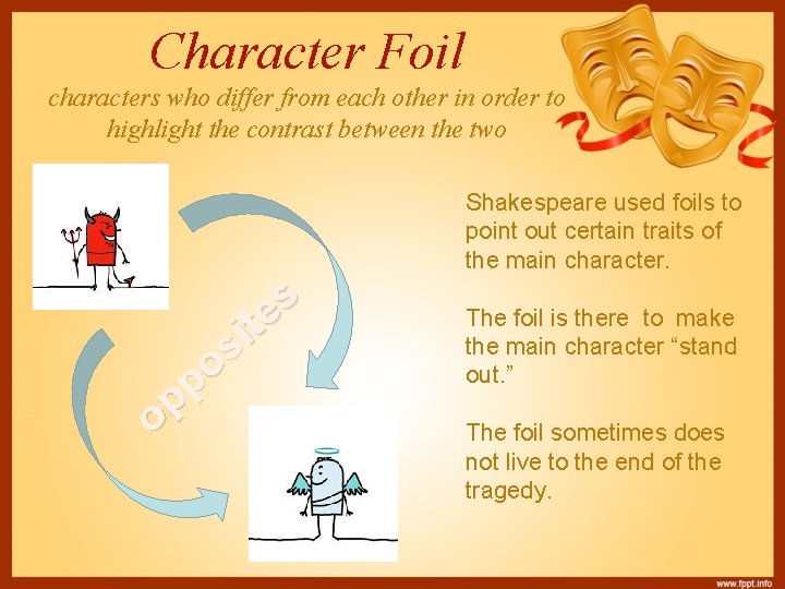 Character Foil characters who differ from each other in order to highlight the contrast