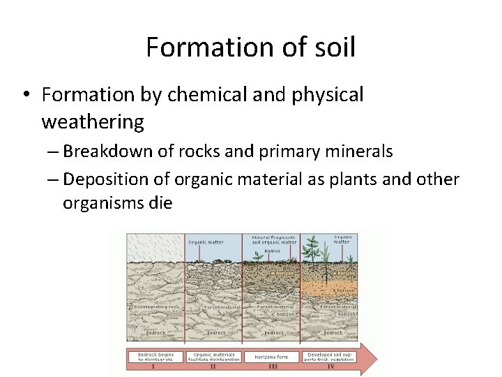 Formation of soil • Formation by chemical and physical weathering – Breakdown of rocks