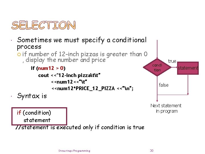  Sometimes we must specify a conditional process if number of 12 -inch pizzas