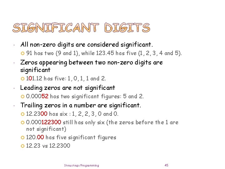  All non-zero digits are considered significant. Zeros appearing between two non-zero digits are