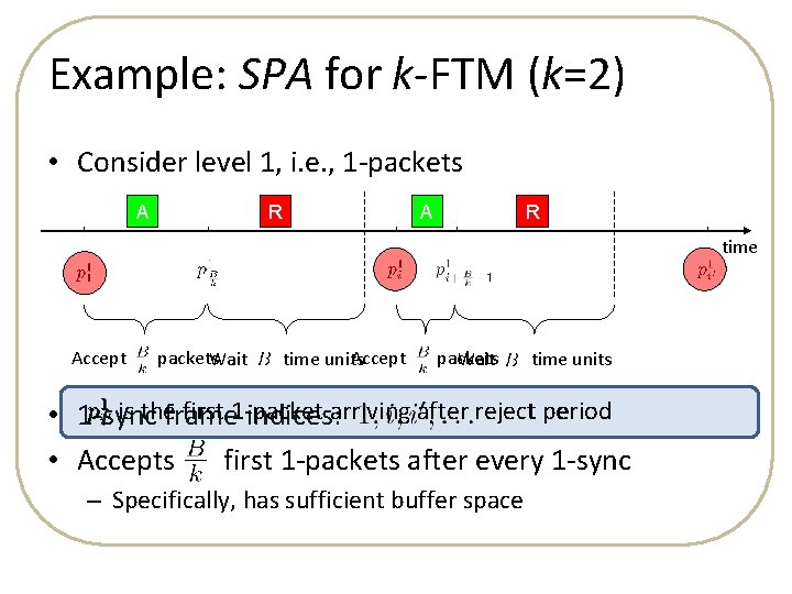 Example: SPA for k-FTM (k=2) • Consider level 1, i. e. , 1 -packets