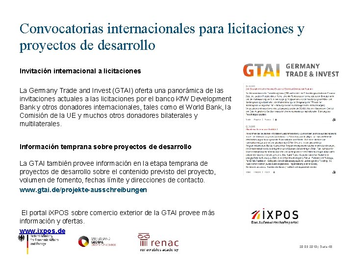 Convocatorias internacionales para licitaciones y proyectos de desarrollo Invitación internacional a licitaciones La Germany