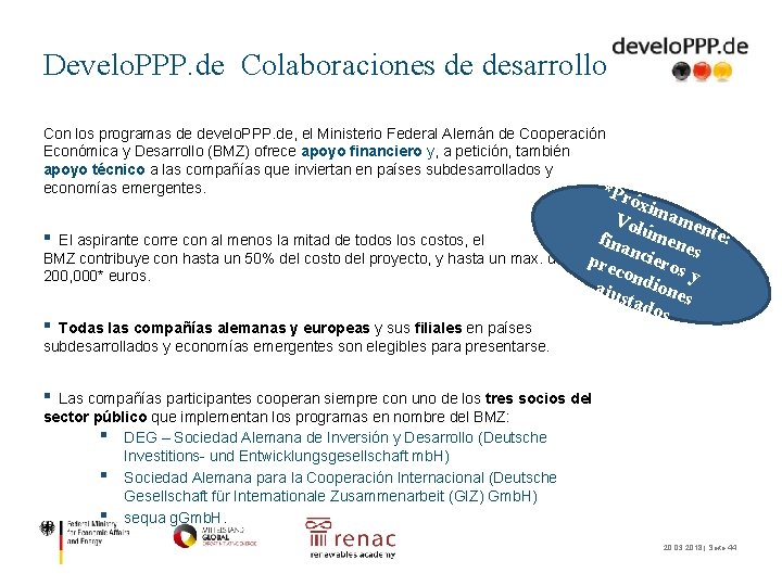 Develo. PPP. de Colaboraciones de desarrollo Con los programas de develo. PPP. de, el