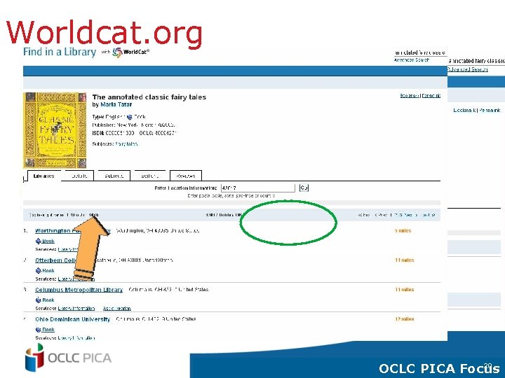 Worldcat. org 20 OCLC PICA Focus 