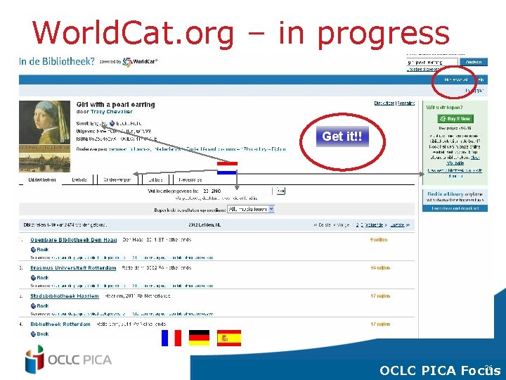 World. Cat. org – in progress Get it!! 26 OCLC PICA Focus 