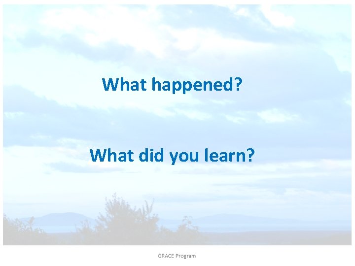 What happened? What did you learn? 