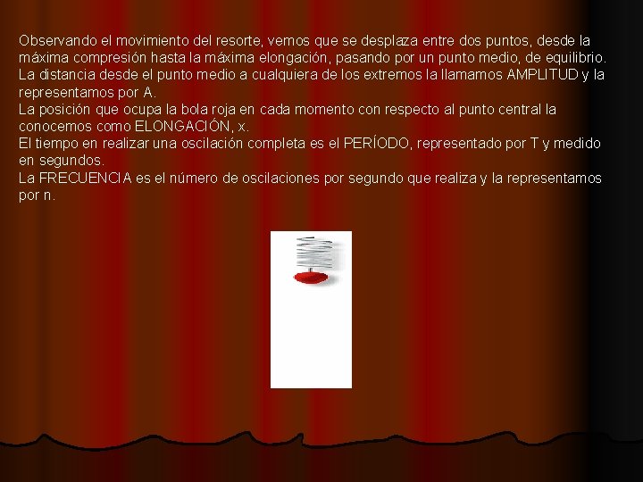 Observando el movimiento del resorte, vemos que se desplaza entre dos puntos, desde la