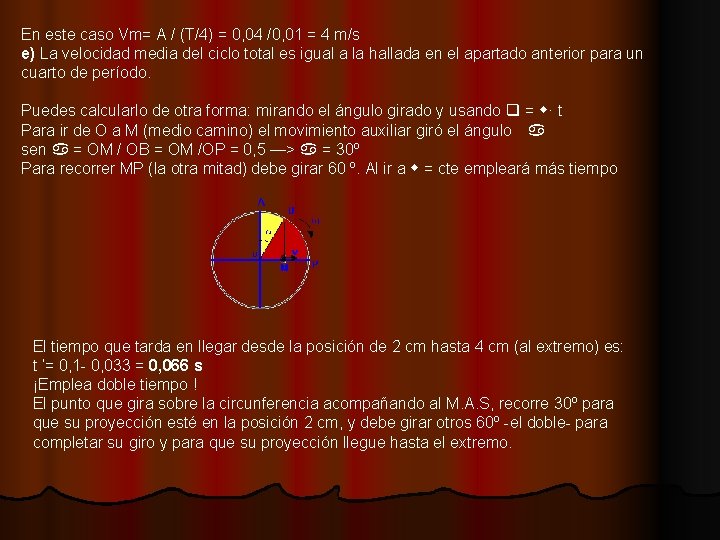 En este caso Vm= A / (T/4) = 0, 04 /0, 01 = 4