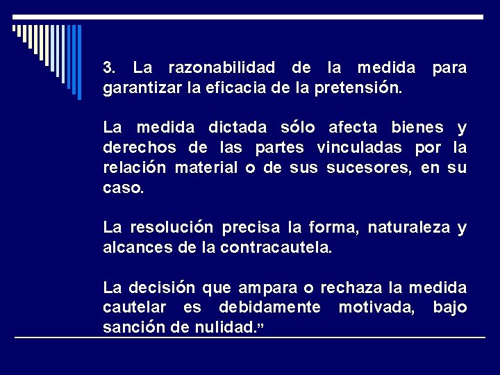 3. La razonabilidad de la medida para garantizar la eficacia de la pretensión. La