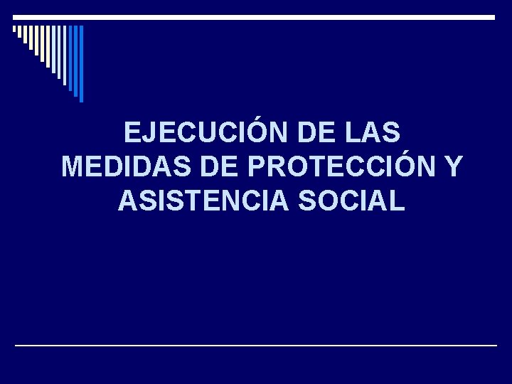 EJECUCIÓN DE LAS MEDIDAS DE PROTECCIÓN Y ASISTENCIA SOCIAL 