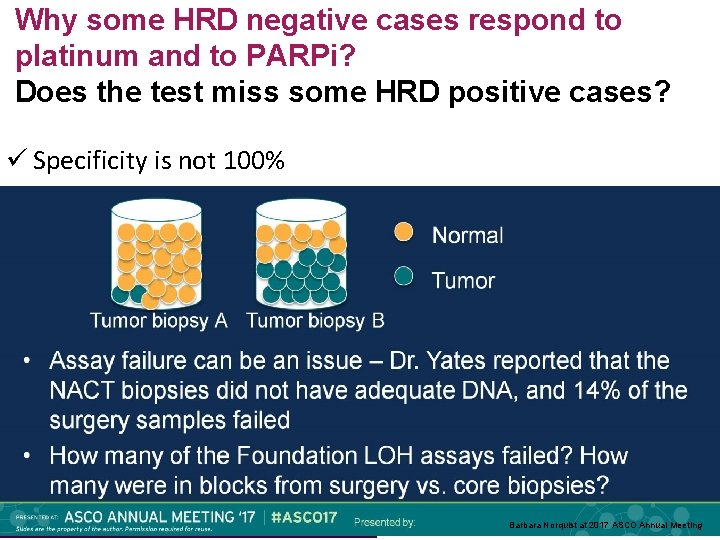 Why some HRD negative cases respond to platinum and to PARPi? Does the test