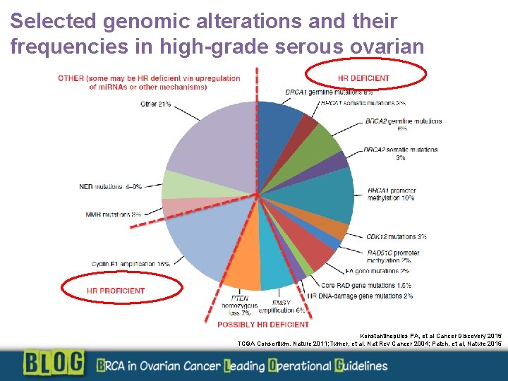 Selected genomic alterations and their frequencies in high-grade serous ovarian Konstantinopulos PA, et al