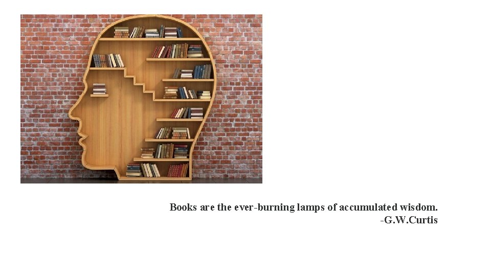 Books are the ever-burning lamps of accumulated wisdom. -G. W. Curtis 
