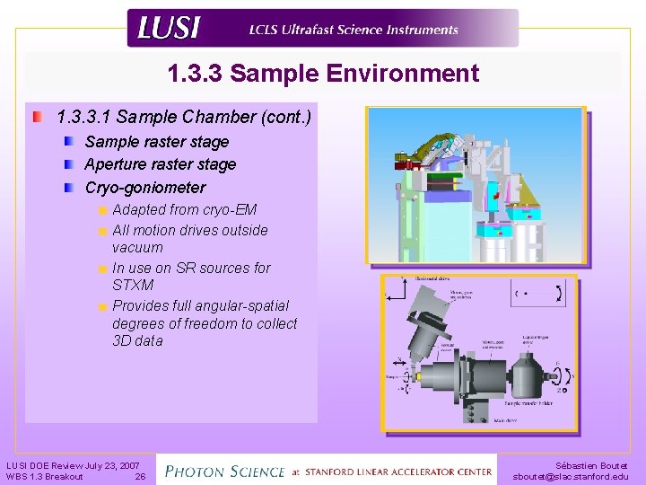 1. 3. 3 Sample Environment 1. 3. 3. 1 Sample Chamber (cont. ) Sample