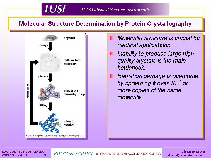 Molecular Structure Determination by Protein Crystallography Molecular structure is crucial for medical applications. Inability