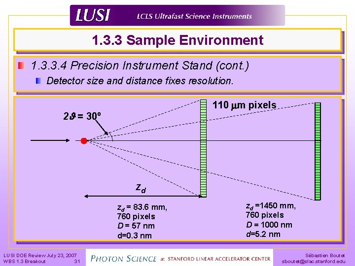 1. 3. 3 Sample Environment 1. 3. 3. 4 Precision Instrument Stand (cont. )