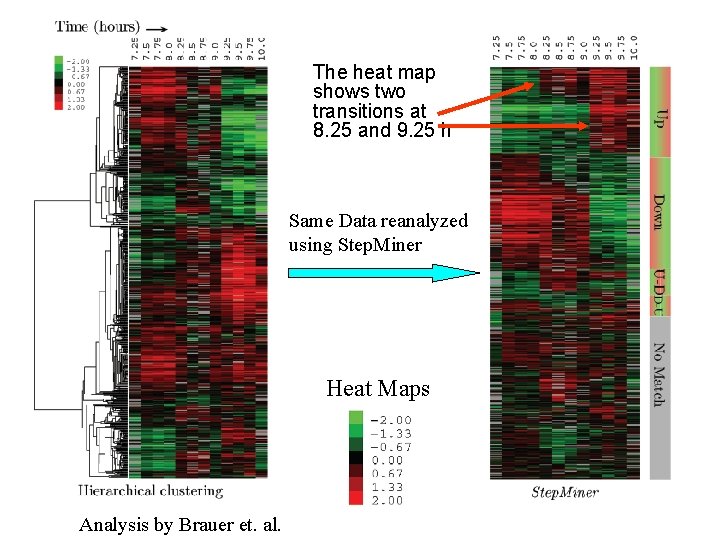 The heat map shows two transitions at 8. 25 and 9. 25 h Same