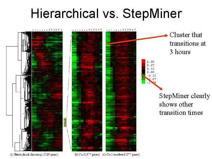 Hierarchical vs. Step. Miner Cluster that transitions at 3 hours Step. Miner clearly shows