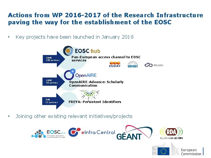 Actions from WP 2016 -2017 of the Research Infrastructure paving the way for the